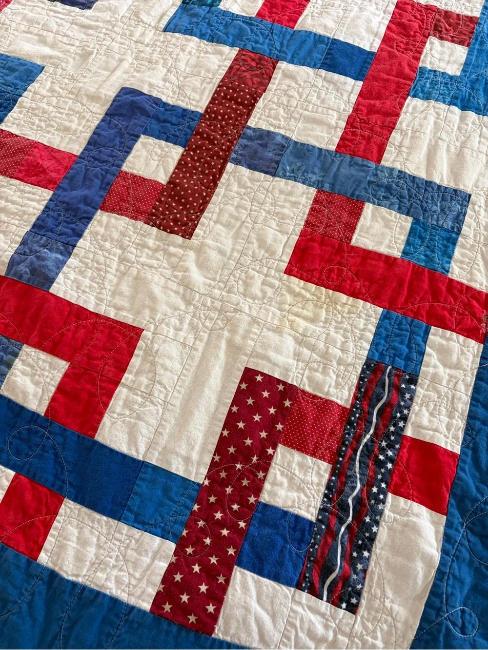 Handmade Patriotic American Quilt Twin 79x62 Quilt of Valor - Cutter